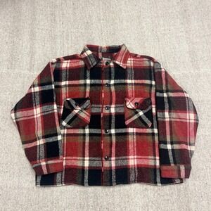 Vintage Bellaire Bell Plaid Shirt Mens‎ XL Red 1960s Wool Canada Flannel